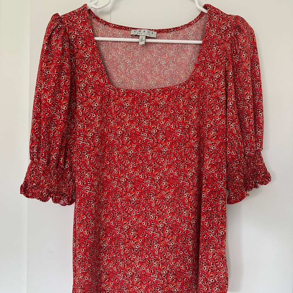 Chaus Red Floral Blouse